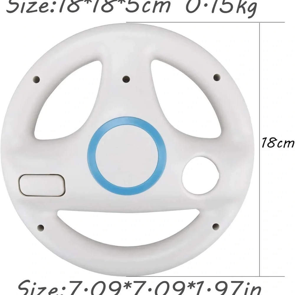 Pair of White & Blue 2-Mario Kart racing Gaming Wheels for Nintendo Wii